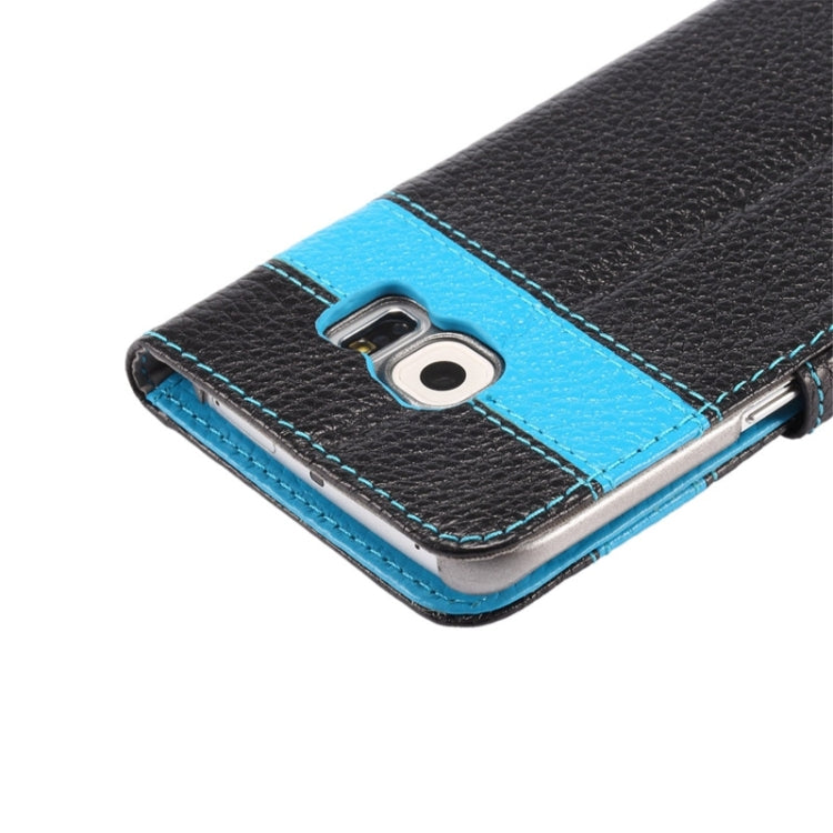 For Galaxy S6 Edge / G925 Litchi Texture Horizontal Flip Color Matching Style Genuine Leather Case with Holder & Card Slots & Wallet & Lanyard