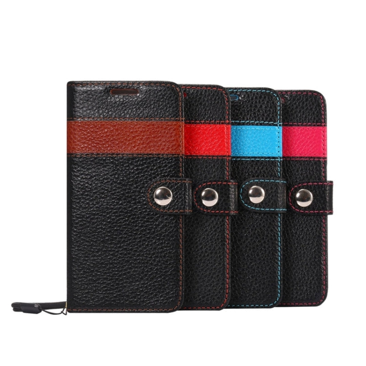 For Galaxy S6 Edge / G925 Litchi Texture Horizontal Flip Color Matching Style Genuine Leather Case with Holder & Card Slots & Wallet & Lanyard