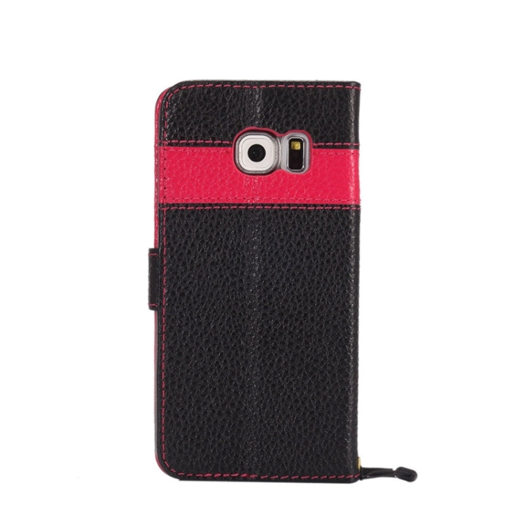 For Galaxy S6 Edge / G925 Litchi Texture Horizontal Flip Color Matching Style Genuine Leather Case with Holder & Card Slots & Wallet & Lanyard