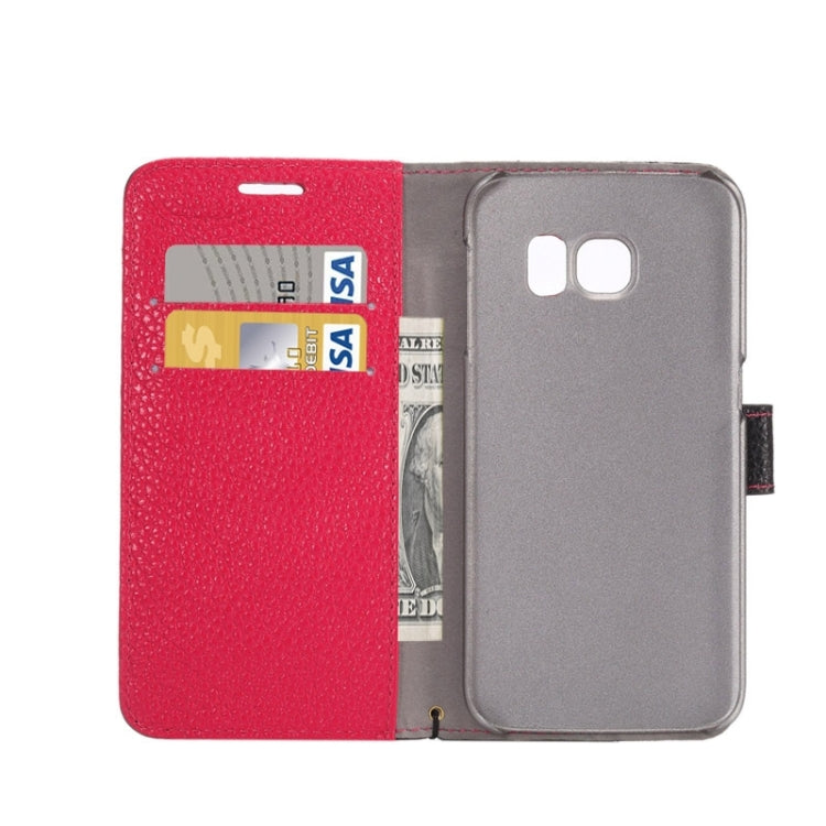 For Galaxy S6 Edge / G925 Litchi Texture Horizontal Flip Color Matching Style Genuine Leather Case with Holder & Card Slots & Wallet & Lanyard