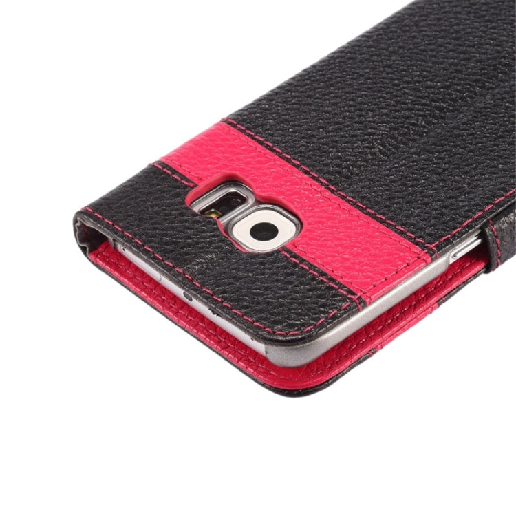 For Galaxy S6 Edge / G925 Litchi Texture Horizontal Flip Color Matching Style Genuine Leather Case with Holder & Card Slots & Wallet & Lanyard