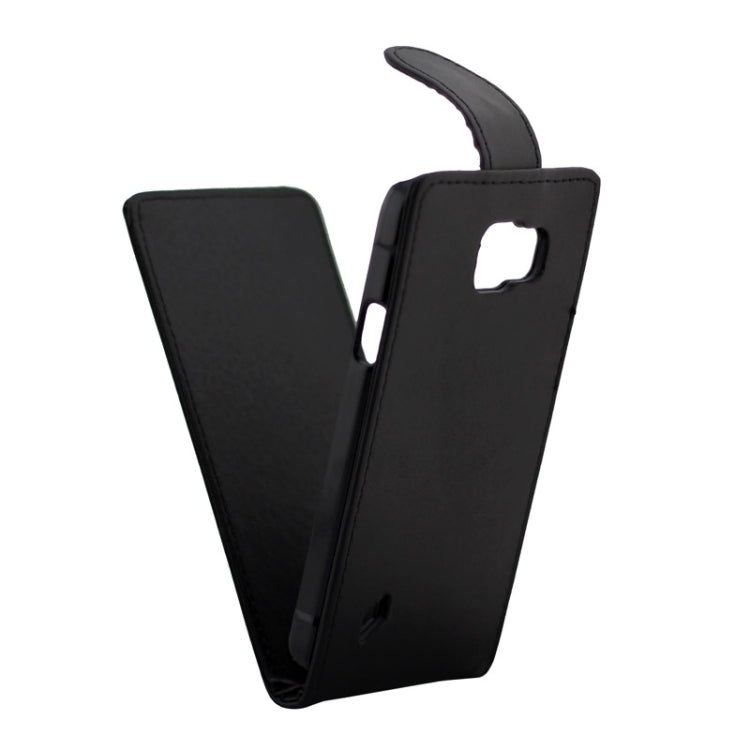 Vertical Flip Magnetic Button Leather Case for Galaxy S6 Active / G890(Black)