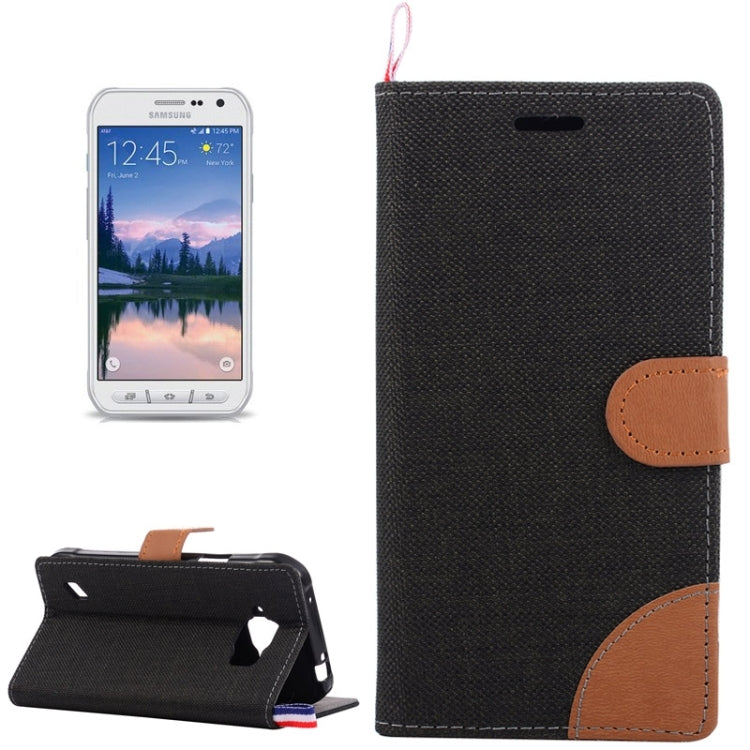 Denim Fabric Leather Case with Holder & Card Slots for Galaxy S6 Active / G890