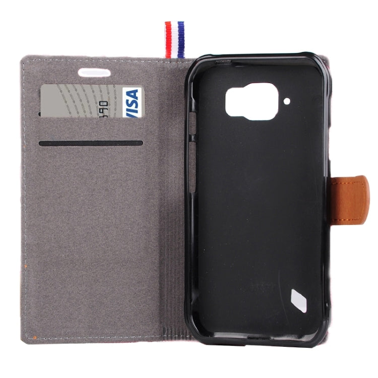 Denim Fabric Leather Case with Holder & Card Slots for Galaxy S6 Active / G890