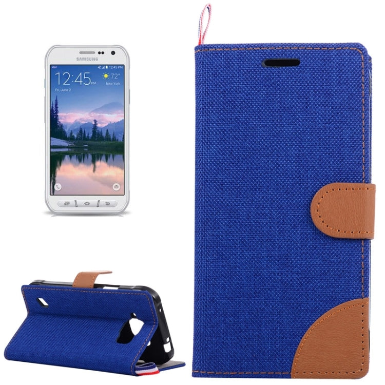 Denim Fabric Leather Case with Holder & Card Slots for Galaxy S6 Active / G890