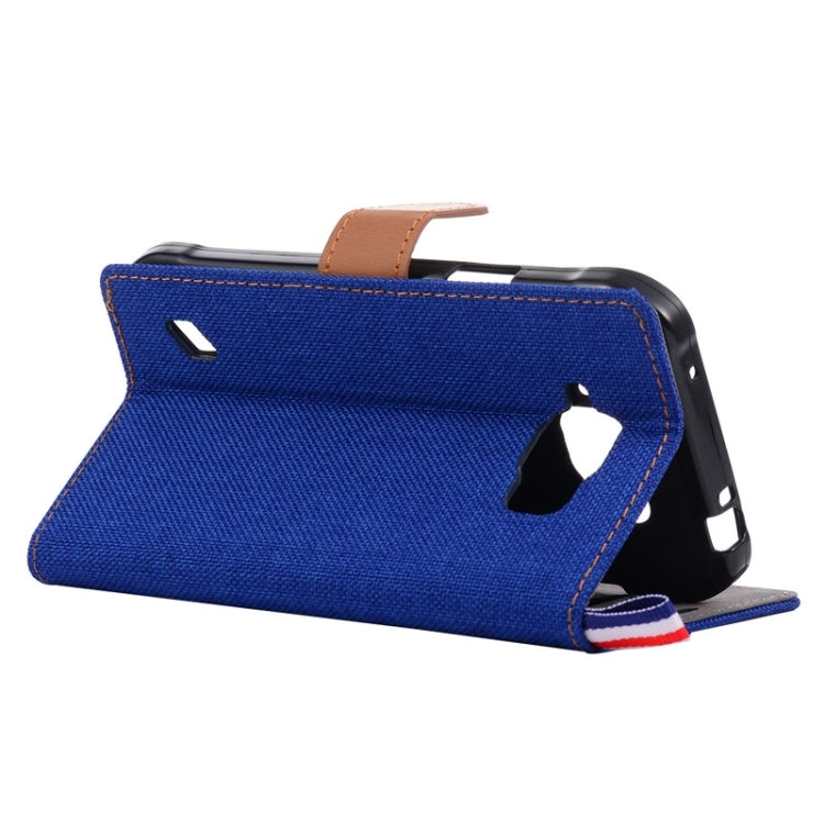 Denim Fabric Leather Case with Holder & Card Slots for Galaxy S6 Active / G890
