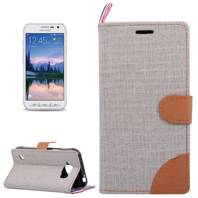 Denim Fabric Leather Case with Holder & Card Slots for Galaxy S6 Active / G890