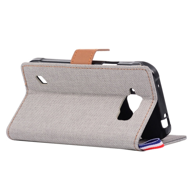 Denim Fabric Leather Case with Holder & Card Slots for Galaxy S6 Active / G890