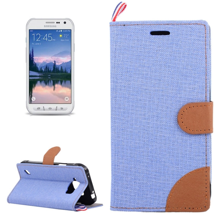 Denim Fabric Leather Case with Holder & Card Slots for Galaxy S6 Active / G890