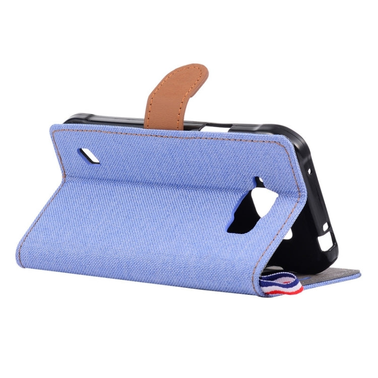Denim Fabric Leather Case with Holder & Card Slots for Galaxy S6 Active / G890