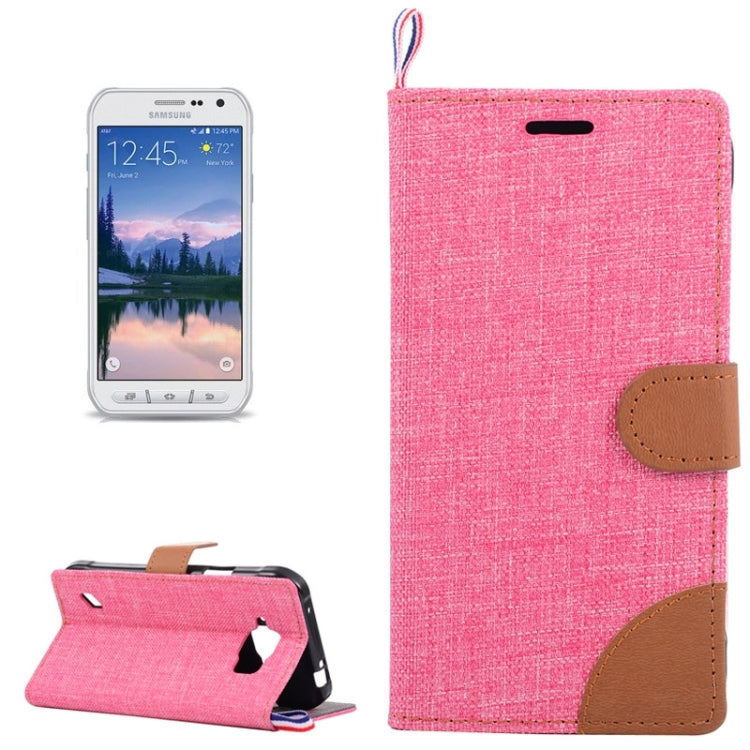 Denim Fabric Leather Case with Holder & Card Slots for Galaxy S6 Active / G890