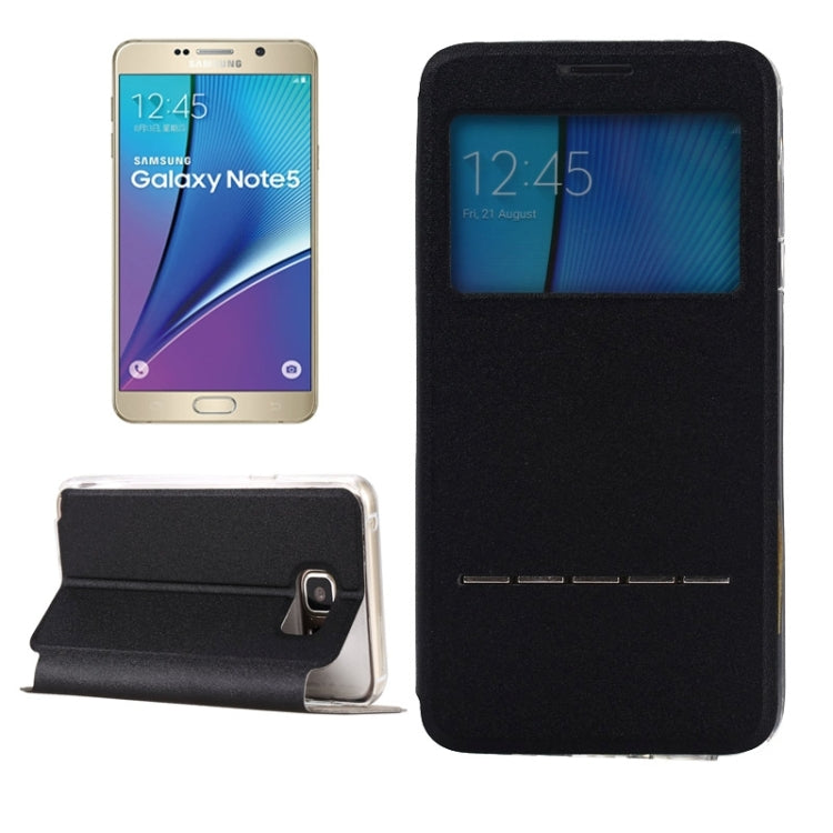 Solid Color Horizontal Flip Leather Case with Holder & Caller ID Window for Galaxy Note 5 / N920