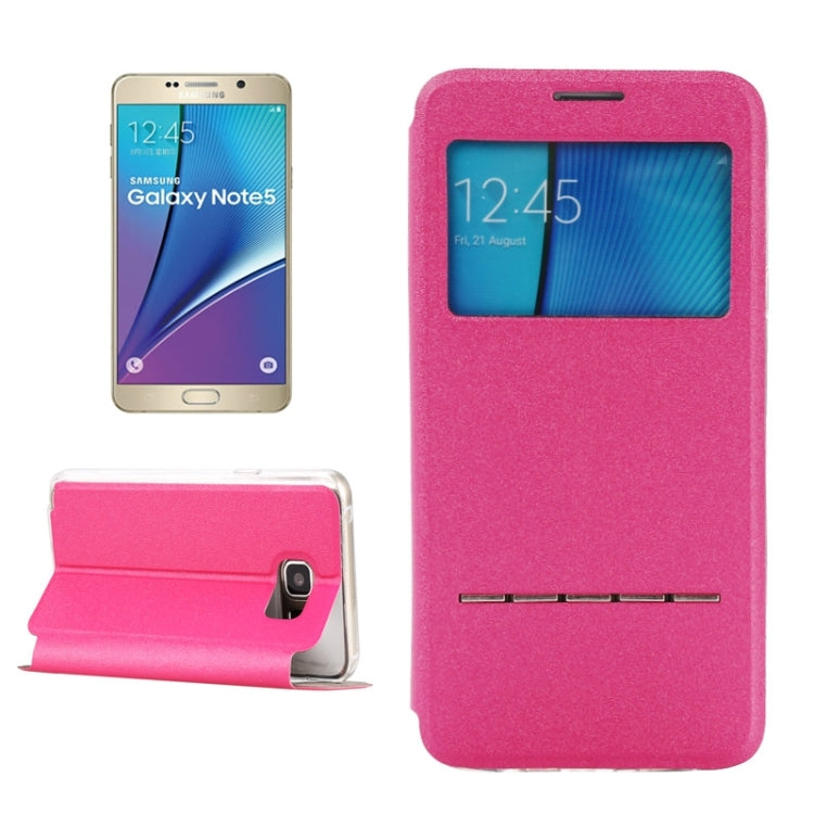 Solid Color Horizontal Flip Leather Case with Holder & Caller ID Window for Galaxy Note 5 / N920