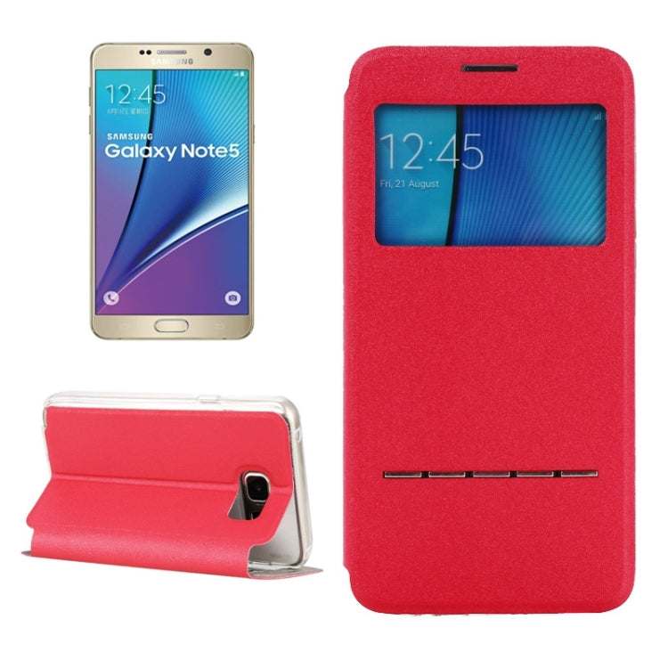 Solid Color Horizontal Flip Leather Case with Holder & Caller ID Window for Galaxy Note 5 / N920
