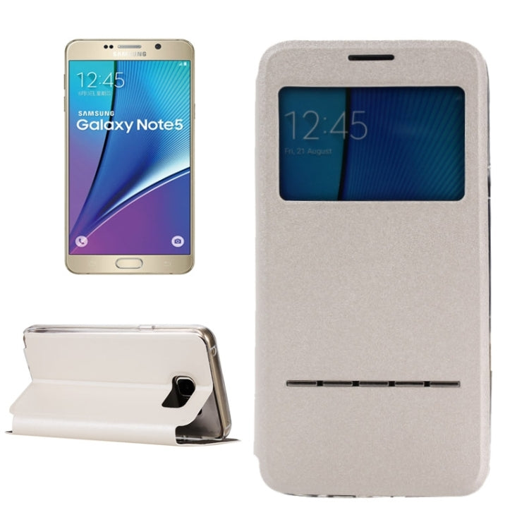 Solid Color Horizontal Flip Leather Case with Holder & Caller ID Window for Galaxy Note 5 / N920