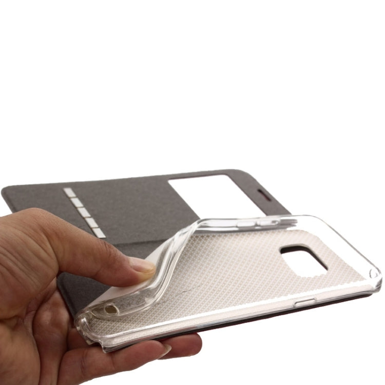 Solid Color Horizontal Flip Leather Case with Holder & Caller ID Window for Galaxy Note 5 / N920