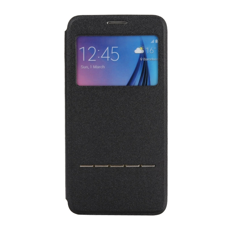 For Galaxy S6 Edge+ / G928 Solid Color Horizontal Flip Leather Case with Holder & Caller ID Window