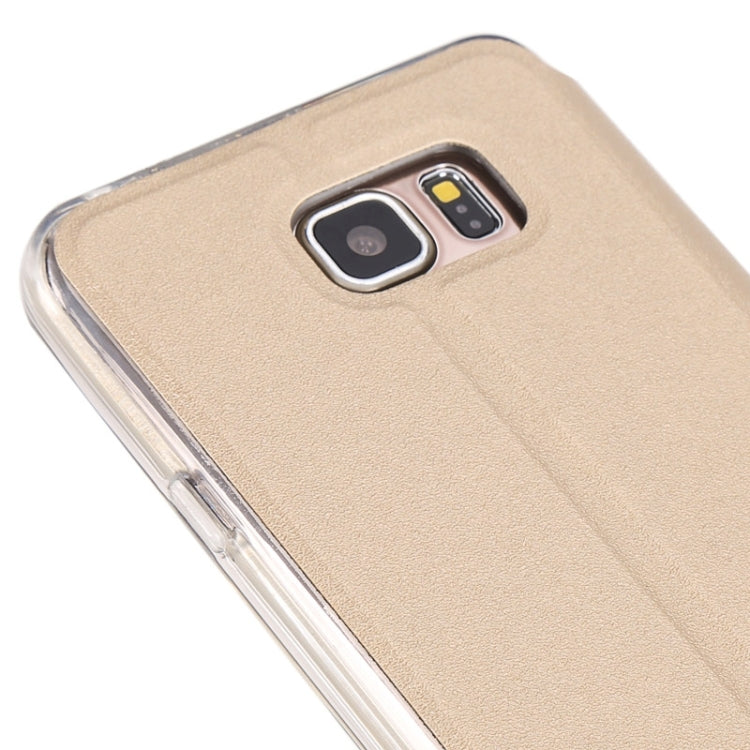 For Galaxy S6 Edge+ / G928 Solid Color Horizontal Flip Leather Case with Holder & Caller ID Window
