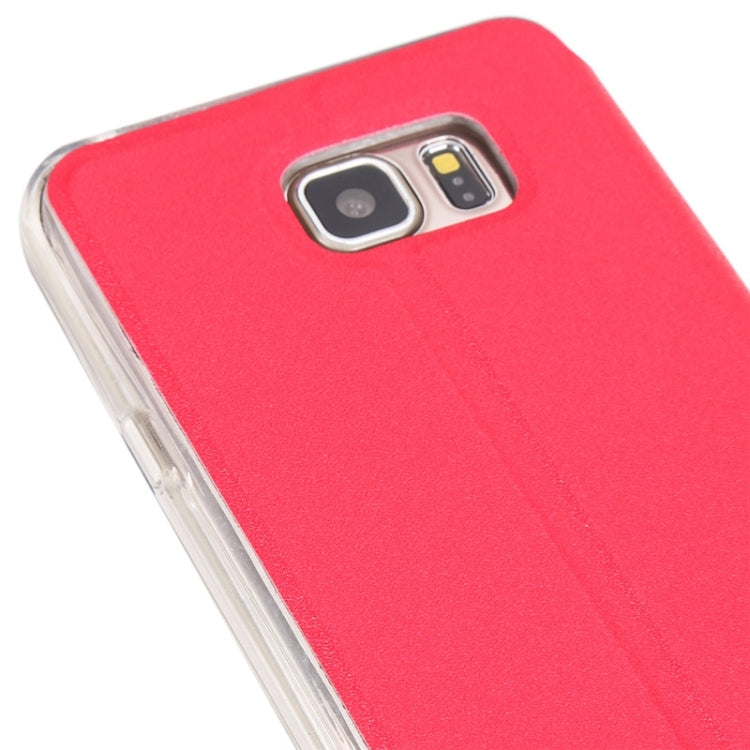 For Galaxy S6 Edge+ / G928 Solid Color Horizontal Flip Leather Case with Holder & Caller ID Window