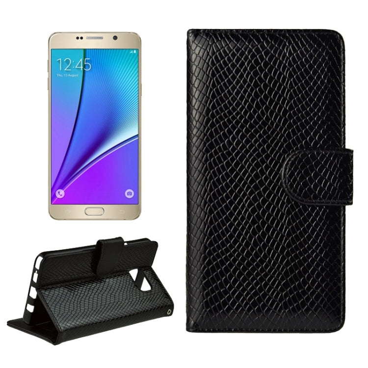Ultra-thin Snake Texture PU + TPU Horizontal Flip Leather Case with Holder & Card Slots & Wallet for Galaxy Note 5 / N920