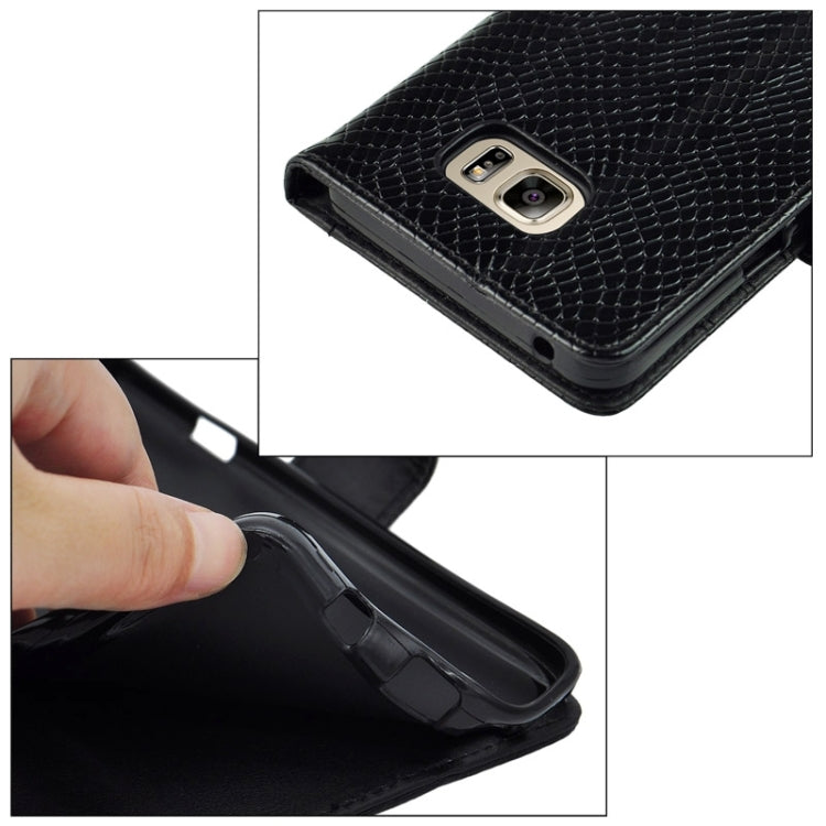 Ultra-thin Snake Texture PU + TPU Horizontal Flip Leather Case with Holder & Card Slots & Wallet for Galaxy Note 5 / N920