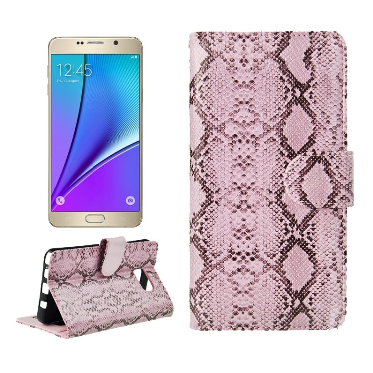 Ultra-thin Snake Texture PU + TPU Horizontal Flip Leather Case with Holder & Card Slots & Wallet for Galaxy Note 5 / N920