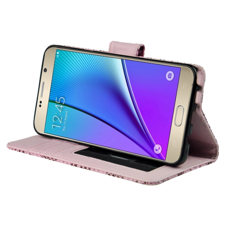 Ultra-thin Snake Texture PU + TPU Horizontal Flip Leather Case with Holder & Card Slots & Wallet for Galaxy Note 5 / N920
