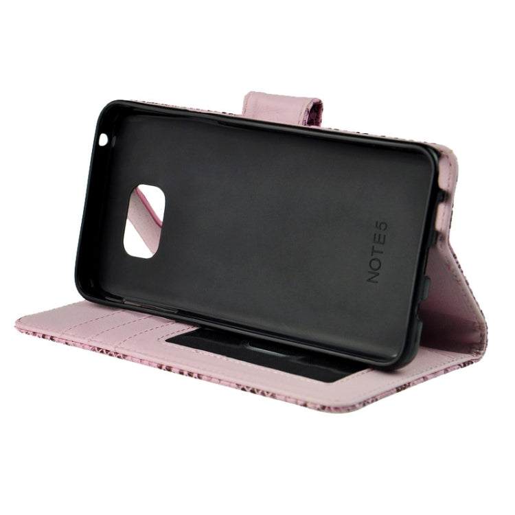 Ultra-thin Snake Texture PU + TPU Horizontal Flip Leather Case with Holder & Card Slots & Wallet for Galaxy Note 5 / N920