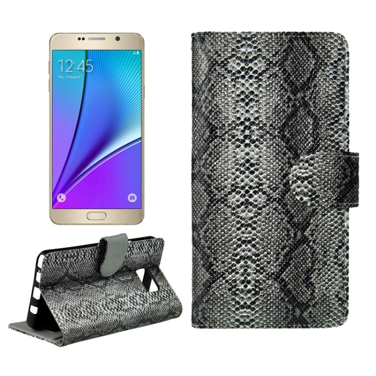 Ultra-thin Snake Texture PU + TPU Horizontal Flip Leather Case with Holder & Card Slots & Wallet for Galaxy Note 5 / N920