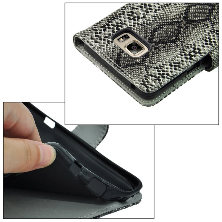 Ultra-thin Snake Texture PU + TPU Horizontal Flip Leather Case with Holder & Card Slots & Wallet for Galaxy Note 5 / N920