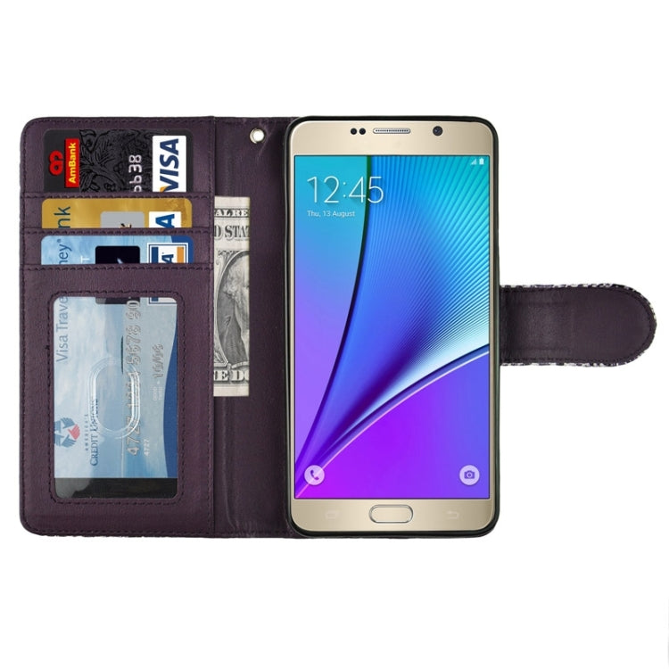 Ultra-thin Snake Texture PU + TPU Horizontal Flip Leather Case with Holder & Card Slots & Wallet for Galaxy Note 5 / N920