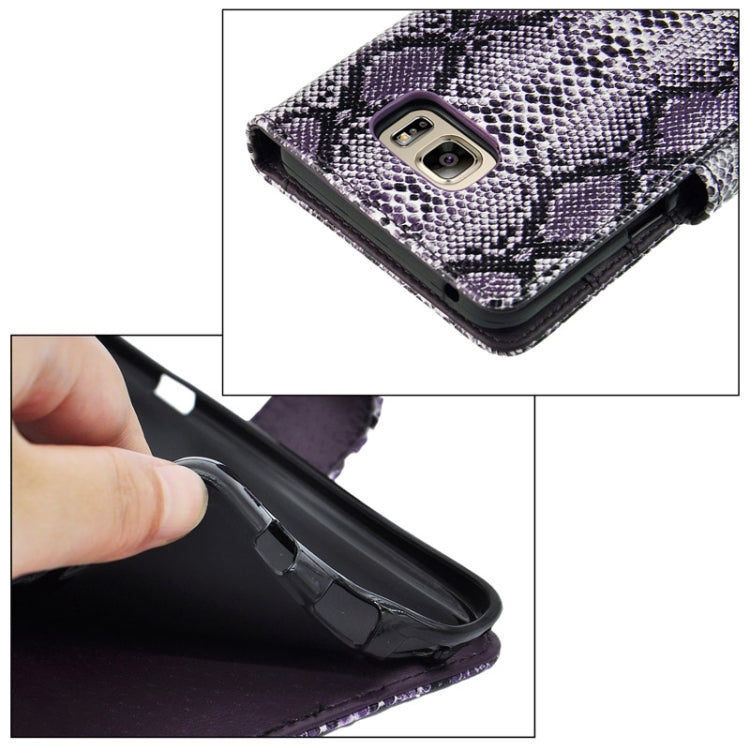 Ultra-thin Snake Texture PU + TPU Horizontal Flip Leather Case with Holder & Card Slots & Wallet for Galaxy Note 5 / N920