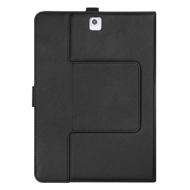 2 in 1 Detachable Bluetooth Keyboard Cross Texture Leather Tablet Case with Holder for Galaxy Tab S2 9.7 T810 / T815(Black)