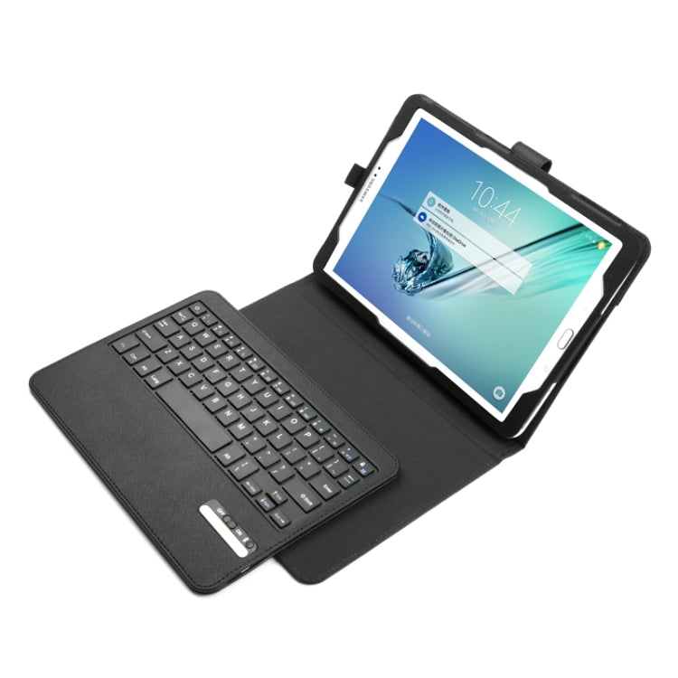 2 in 1 Detachable Bluetooth Keyboard Cross Texture Leather Tablet Case with Holder for Galaxy Tab S2 9.7 T810 / T815(Black)