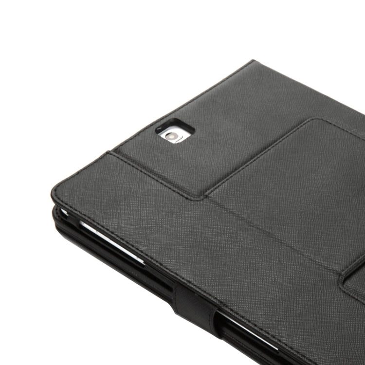 2 in 1 Detachable Bluetooth Keyboard Cross Texture Leather Tablet Case with Holder for Galaxy Tab S2 9.7 T810 / T815(Black)