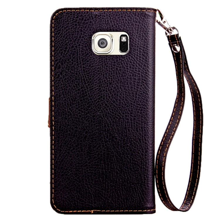 For Galaxy S6 Edge + / G928 Leaf Magnetic Snap Litchi Texture Horizontal Flip Leather Case with Card Slots & Holder & Wallet & Lanyard
