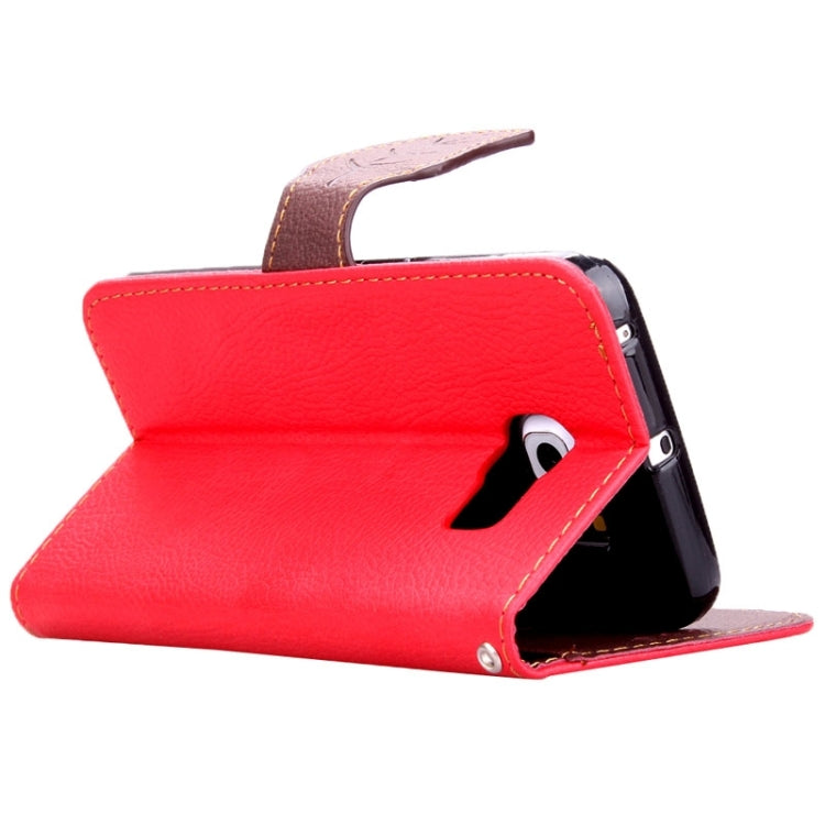 For Galaxy S6 Edge + / G928 Leaf Magnetic Snap Litchi Texture Horizontal Flip Leather Case with Card Slots & Holder & Wallet & Lanyard