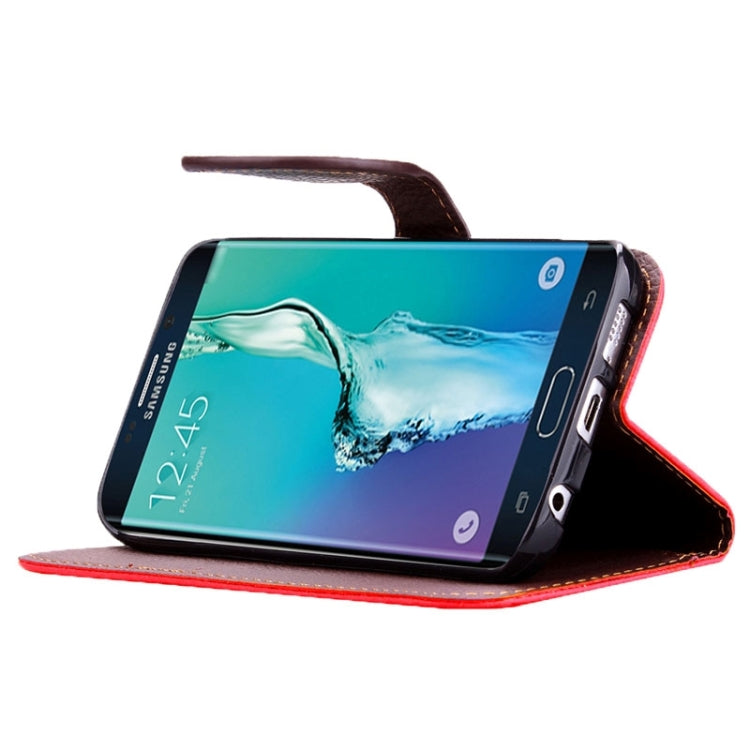 For Galaxy S6 Edge + / G928 Leaf Magnetic Snap Litchi Texture Horizontal Flip Leather Case with Card Slots & Holder & Wallet & Lanyard