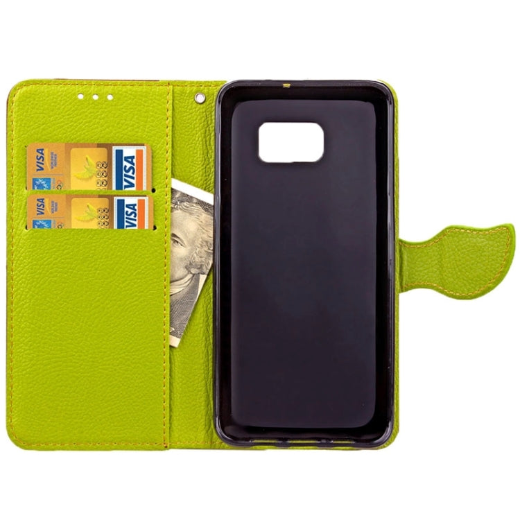 For Galaxy S6 Edge + / G928 Leaf Magnetic Snap Litchi Texture Horizontal Flip Leather Case with Card Slots & Holder & Wallet & Lanyard