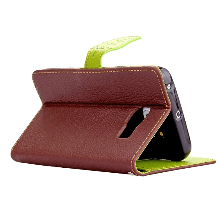 For Galaxy S6 Edge + / G928 Leaf Magnetic Snap Litchi Texture Horizontal Flip Leather Case with Card Slots & Holder & Wallet & Lanyard