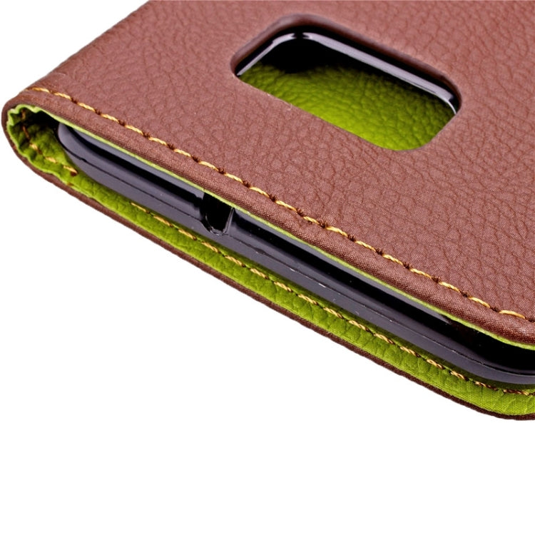 For Galaxy S6 Edge + / G928 Leaf Magnetic Snap Litchi Texture Horizontal Flip Leather Case with Card Slots & Holder & Wallet & Lanyard