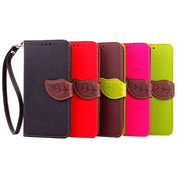 For Galaxy S6 Edge + / G928 Leaf Magnetic Snap Litchi Texture Horizontal Flip Leather Case with Card Slots & Holder & Wallet & Lanyard