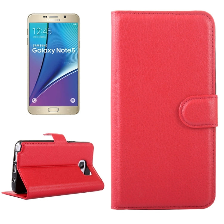 Litchi Texture Horizontal Flip Leather Case with Holder & Card Slots & Wallet for Galaxy Note 5