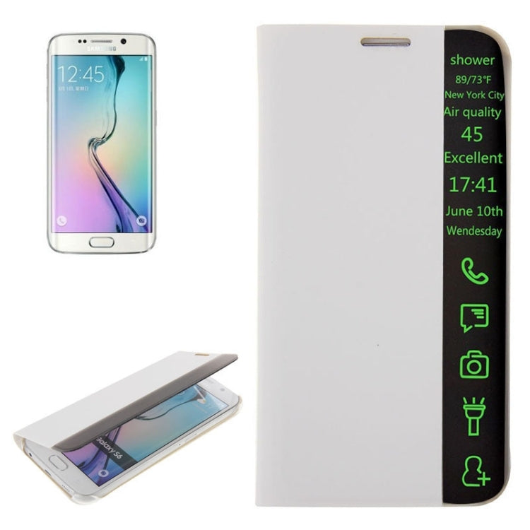 For Galaxy S6 / G920 Horizontal Flip Smart Health Leather Protective Case with Display Window (White)