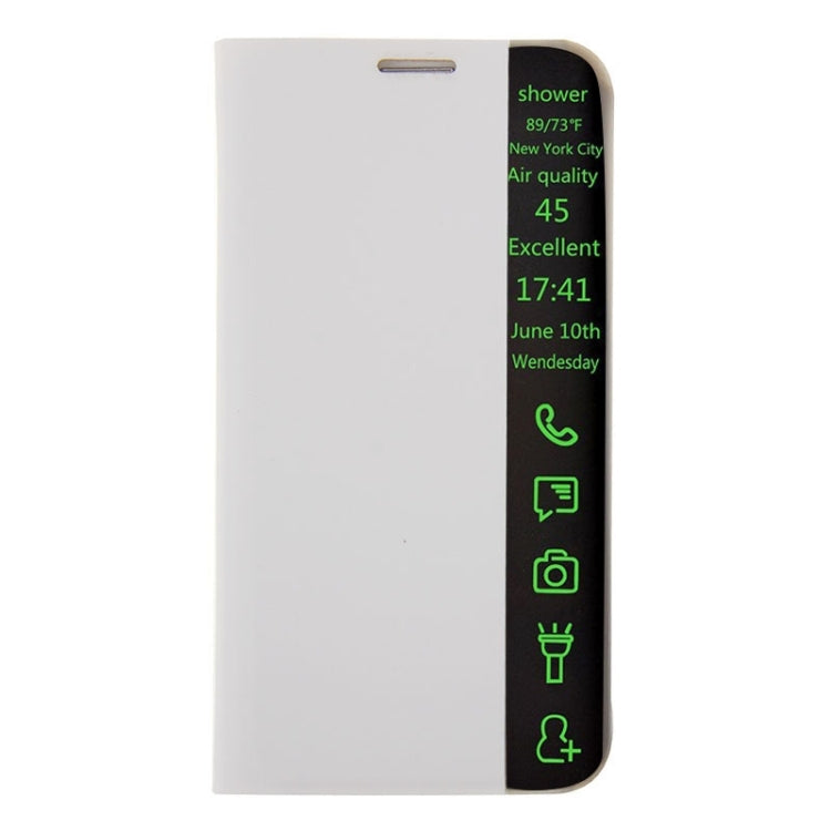 For Galaxy S6 / G920 Horizontal Flip Smart Health Leather Protective Case with Display Window (White)