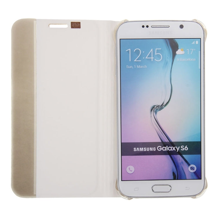 For Galaxy S6 / G920 Horizontal Flip Smart Health Leather Protective Case with Display Window (White)
