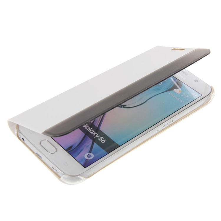 For Galaxy S6 / G920 Horizontal Flip Smart Health Leather Protective Case with Display Window (White)