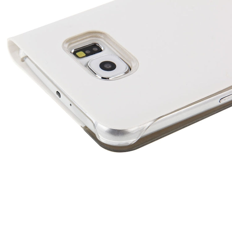 For Galaxy S6 / G920 Horizontal Flip Smart Health Leather Protective Case with Display Window (White)