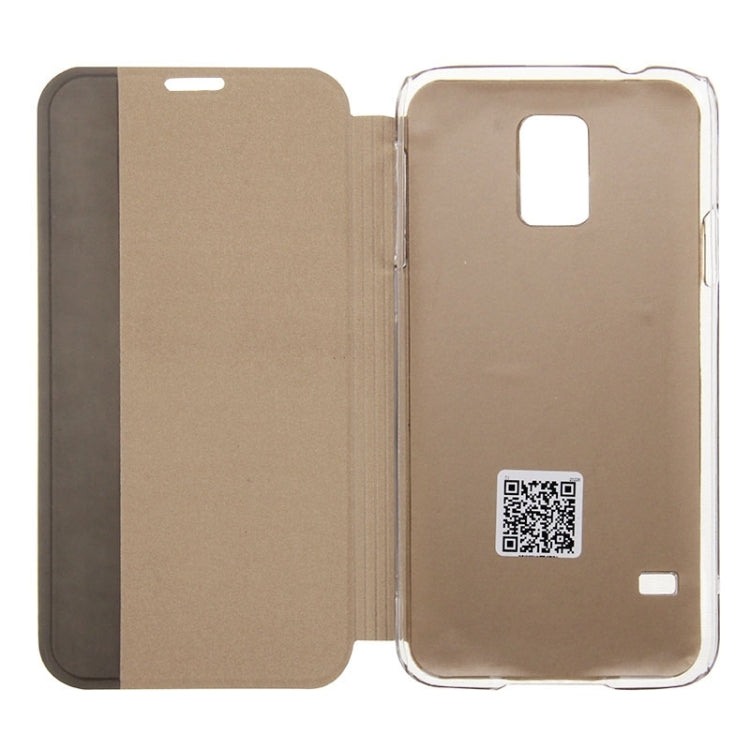Horizontal Flip Smart Health Leather Protective Case with Display Window for Galaxy S5 / G900(Gold)