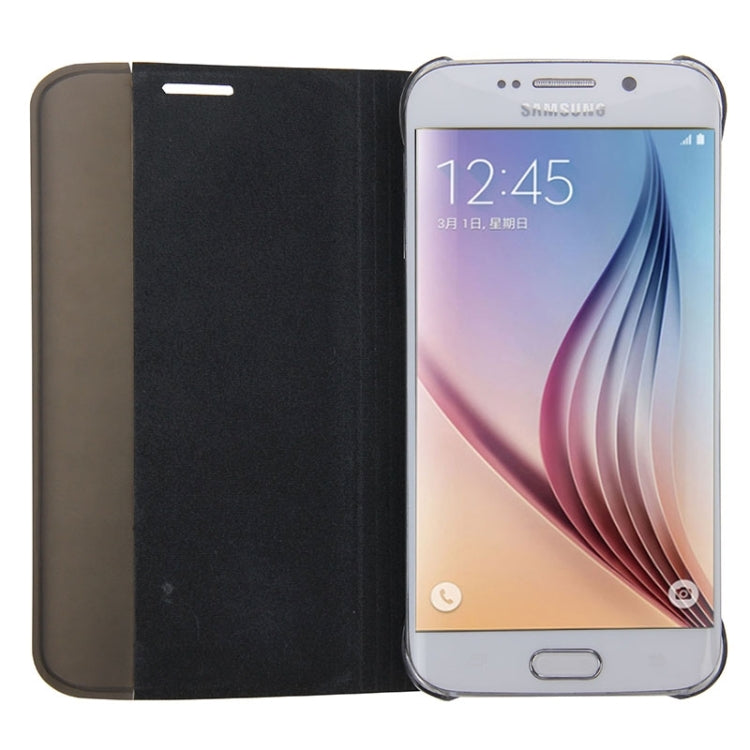 For Galaxy S6 Edge Horizontal Flip Smart Health Leather Protective Case with Display Window (Black)
